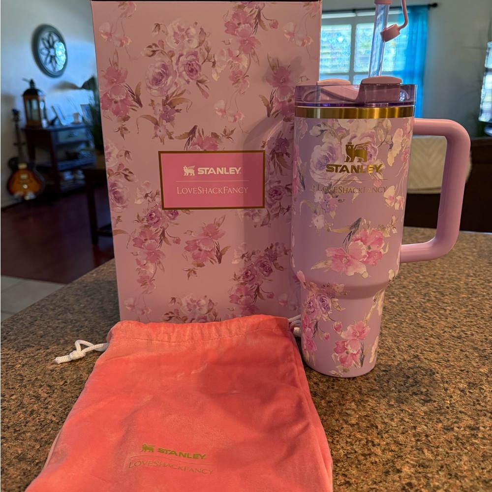 Stanley Floral Tumbler in Pink and Purple - Happy Thoughts.